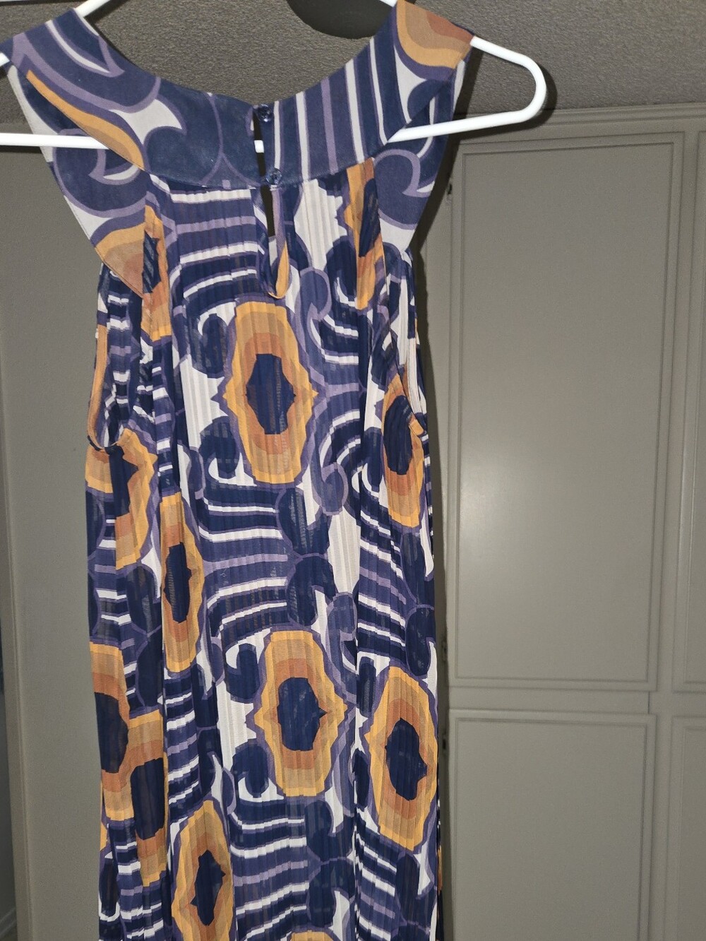 Sleeveless Purple and Orange Printed Midi Dress/tunic